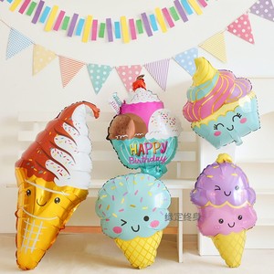 夏日可爱冰淇淋雪糕气球甜品汉堡儿童生日派对场景装饰铝膜气球