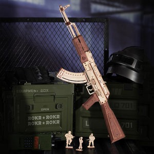 若态若客AK47自动步枪儿童玩具男孩仿真木质拼装3d立体拼图AWM98K