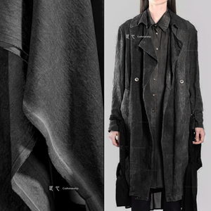 厚版黑灰色做旧炒色牛津细帆布 全棉大衣包袋夹克 服装设计师面料