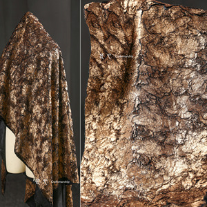 古铜裂纹烫金创意皮草金属感毛呢子布料 毛绒外套服装设计师面料