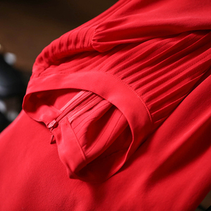 一件到底的G级感 裙型太好~气质重磅桑蚕丝显白红色真丝连衣裙女