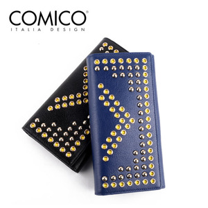 COMICO高美高钱包牛皮铆钉长款票夹专柜正品 CS230黑色/蓝色