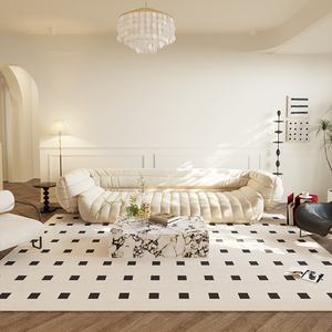 法式地毯客厅侘寂风地毯秋冬轻奢地毯卧室高级现代简约棋盘格地毯