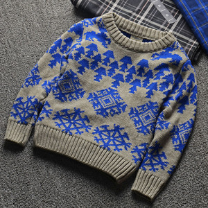 2/3岁男童纯棉线衣儿童双层毛衣修身冬款男宝宝上衣小童洋气幼儿