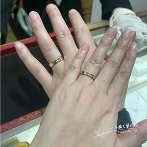 Cartier/卡地亚 签名款经典单钻戒指 18K金 宽窄版 男女对戒婚戒