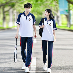 校服套装韩版夏季初中生运动会短袖t恤班服小学生高中学院风定制