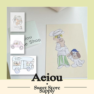 【现货】韩国Aeiou代购可爱卡通INS风人物简笔画简约美观明信片