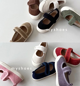 韩国童鞋代购儿童布鞋mysocks秋季新款男女童百搭灯芯绒单鞋布鞋