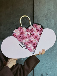 创意心形玫瑰花礼盒手提钥匙造型仿真皂花长久保存送女友生日礼物