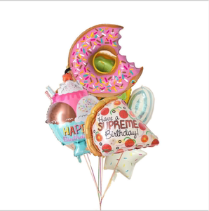 生日蛋糕气球雪糕 汉堡包 糖果冰淇淋铝膜氦气球 甜甜圈飘空汽球