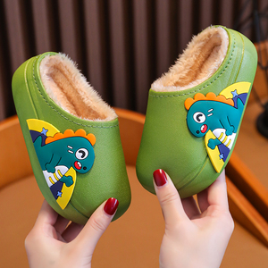 儿童棉拖鞋2023新款冬季男童拖鞋可爱女孩室内小孩亲子宝宝毛毛鞋