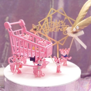 派对装饰生日蛋糕摆件粉红顽皮豹粉红豹6件套烘焙场景装饰插排