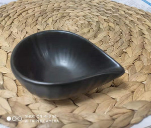 泰式SPA美容用品  黑色水滴陶瓷碗+托盘  分料碗 调膜碗 美容工具