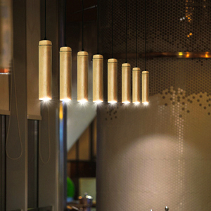 新中式吊灯简约创意个性餐厅灯长筒吧台圆柱LED射灯工程竹筒吊灯
