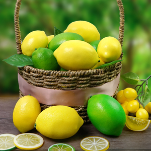 仿真柠檬假水果模型摄影拍照橱窗早教道具青柠檬黄柠檬装饰水果店