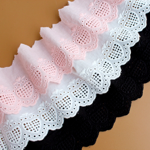 新品优质粉色黑色草莓棉布刺绣蕾丝花边辅料 服装手工diy装饰布条