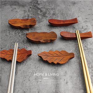 实木勺托筷托木中式筷子架托快子餐厅可爱筷架家用卡通筷枕筷子垫