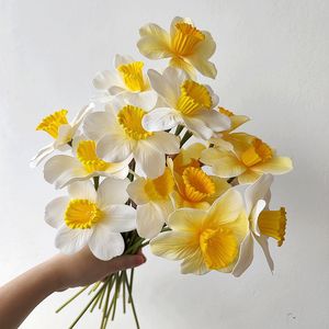 洋水仙 仿真黄色假花干花永生花塑料花摄影装饰道具婚庆花瓶插花
