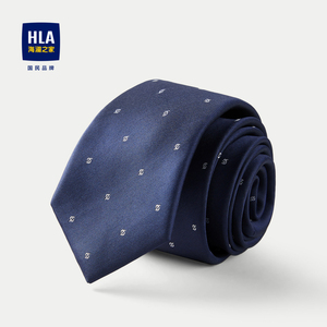 HLA/海澜之家纯色刺绣领带2024新款光泽有型精致低调领带男