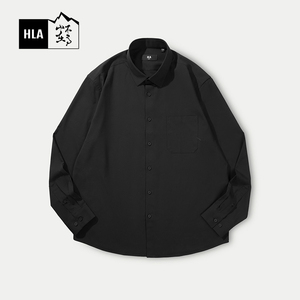 【竹纤维】HLA/海澜之家循迹山不在高长袖衬衫24春夏新黑衬衣男士