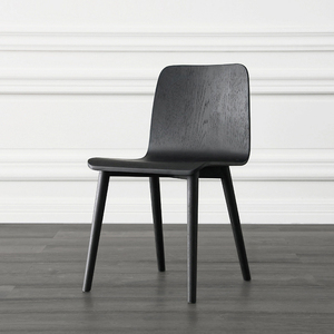 JOLOR北欧现代简约家用意式极简丹麦餐桌椅子白橡木实木餐椅黑色