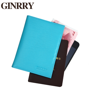 GINRRY真皮护照包女护照夹证件包多功能牛皮卡包护照本保护套