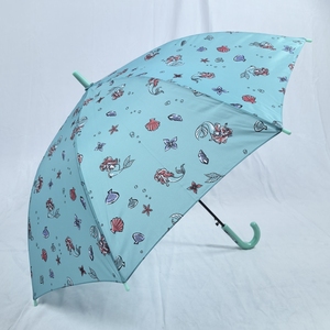 日单55cm儿童伞！湖蓝色可爱卡通海洋人鱼公主自动女学生长柄雨伞