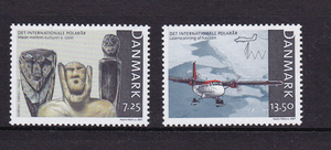 丹麦  2007  图勒文化雕塑艺术品与勘探飞机邮票   2全
