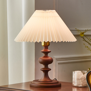 布艺中古实木卧室台灯床头灯中式法式美式复古轻奢高级感氛围灯