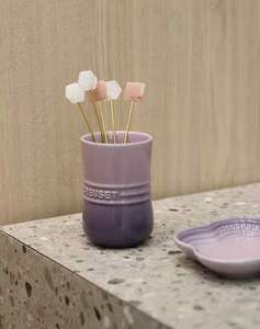 鸢尾紫炻瓷腰形叉勺收纳罐 手捧杯 法式小花瓶