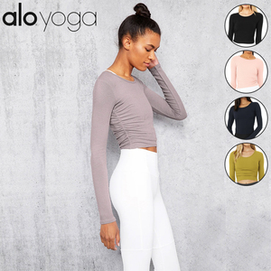 代购alo yoga正品官网瑜伽服秋季运动紧身针织长袖上衣罩衫女健身