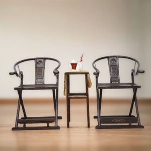 中式古典圈椅复古雕花太师椅仿古交椅折叠椅明式椅了明清老物件