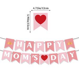 2024母亲节新款拉旗HAPPY MOM'S DAY粉色横幅燕尾旗场景布置道具