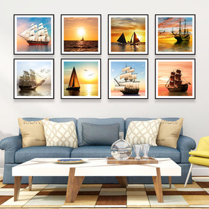一帆风顺帆船装饰画挂画客厅沙发背景墙卧室床头餐厅现代简约壁画
