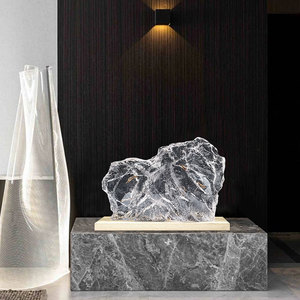双面新款肌理山型雕塑艺术品进口透明树脂摆件酒店样板房软装饰品