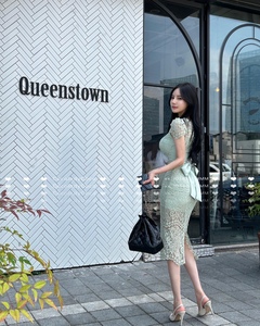 韩国东大门代购24年新款蕾丝女人味露背蝴蝶结包臀连衣裙