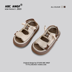 ABC ANGF官网2024夏季新款韩版丑萌鞋儿童凉鞋男女童魔术贴沙滩鞋