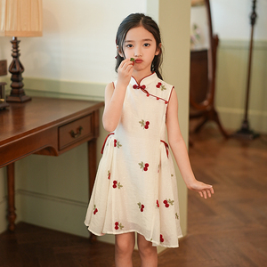 2024年夏季女童装古风旗袍裙中国风小女孩洋气中大女童装连衣裙子