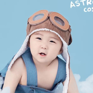 儿童飞行员帽宝宝眼镜帽子宝宝冬款护耳帽加厚绒飞机帽厚款帽子