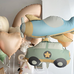 ins奶油哑光小汽车飞机小熊铝膜气球卡通儿童宝宝生日派对装饰品
