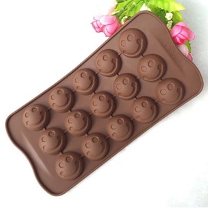 新款15连笑脸表情巧克力饼干小点心食品级硅胶烘培模具QQ糖果模具