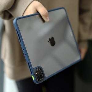 ipadpro保护套2020新款全面屏11英寸防摔全包Air4带笔槽撞色12.9边框+透明背板iPad平板后壳2018简约Pro潮4代