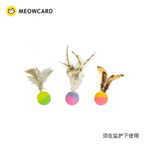 C-Queen/Meowcard弹弹球羽毛昆虫飞鸟球形逗猫玩具捕猎弹力球玩具