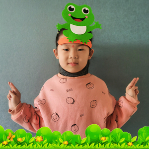 青蛙头饰表演道具EVA动物帽子儿童角色演出扮演小动物装扮海洋鱼