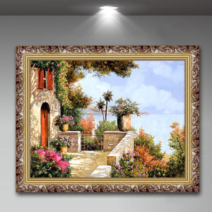 沙发背景墙风景油画客厅装饰画田园欧式玄关花园景地中海风格挂画