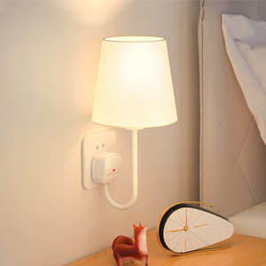 插电床头灯壁灯led家用卧室柔光灯可调亮度简约无线插座式小夜灯