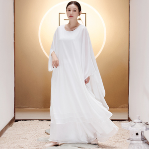 禅舞服装女套装茶中国风仙女范白色禅意飘逸中式女装连衣裙汉服夏
