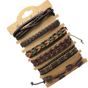 leather bracelet women hand catenary men 6/pcs 复古皮革手链