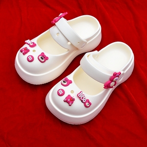 儿童洞洞鞋夏季女童中大童玛丽珍草莓熊公主凉拖洗澡宝宝家用拖鞋