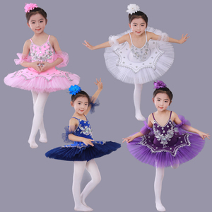 儿童天鹅芭蕾舞裙少儿芭蕾舞蹈服装白色表演服蓬蓬裙演出服女红色